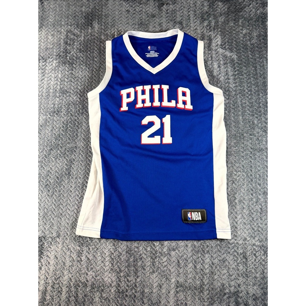 NBA Philadelphia 76ers Joel Embiid #21 Basketball Jersey Mens Small Blue WhiteNB